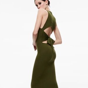 NWT ALICE & OLIVIA Wool Wright Dress Olive Green Khaki Knit Midi Dress N…